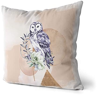 Dekokissen Kissen Eauzone Aquarell Motiv Eule Pastelltöne Dekorativ Kunstvoll Schön