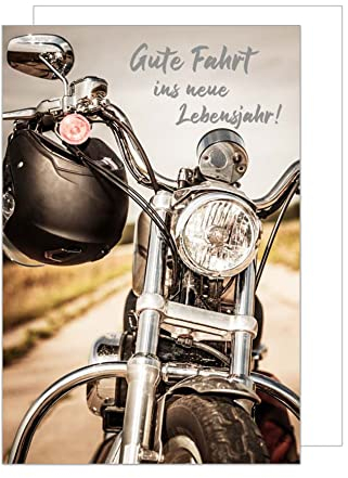 Edition Seidel Premium Geburtstagskarte mit Prägung und Umschlag. Glückwunschkarte Grusskarte Billet Geburtstag Happy Birthday Mann Frau einzelne eine Sprüche Karte Motorrad Bike (G3114 SW022)