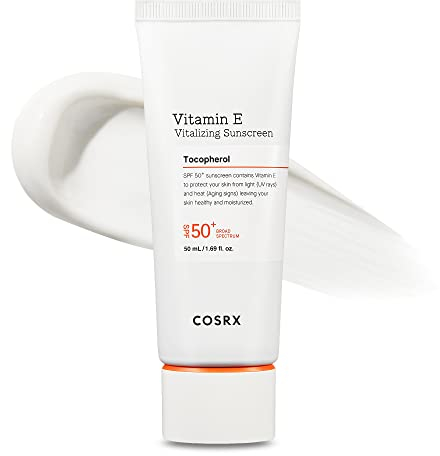 COSRX Sonnenschutz SPF 50 mit Vitamin E - UVA/UVB-Schutz, Leicht, Kein Weißer Schleier, Halb-Mattes Finish, Talgregulierend, Riffreundlich, Korean sunscreen, sonnencreme gesicht, 50ml