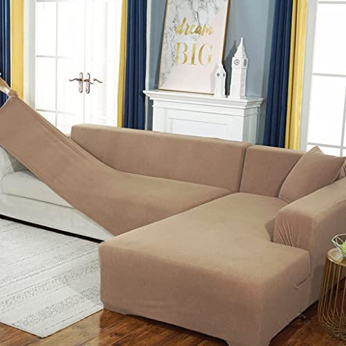 AYouge Sofabezug,Sofabezug Ecksofa-Sofabezug Stretch Sofabezug mit festem Schaumstoffstab für 1/2/3/4 Sitzer（L-förmiges Ecksofa erfordert Zwei）