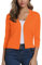 EXCHIC Femmes Elegant Manches 3/4 Ouvert Devant Boleros Cardigan Gilet (M, Orange)