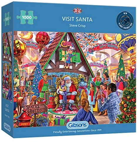 Visit Santa 1000 Piece Jigsaw Puzzle | Christmas Jigsaw | Sustainable Puzzle for Adults | Premium 100% Recycled Board | Great Gift for Adults | Gibsons Games