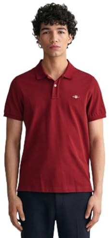 GANT Men's Reg Shield SS Pique Polo Shirt, Plumped Red, XL