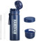 HandFan Botella de agua aislada de 24 onzas con ventilador, botellas de agua deportivas de acero inoxidable con pajita/asa, jarra de agua fría y caliente, gimnasio, bicicleta, color azul