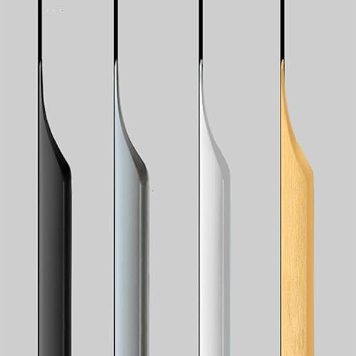 Shozafia - Paquete de 5 tiradores finos blancos para armarios, mango largo oculto aerodinámico para puerta de cocina del hogar, cajón, armario, montaje de aluminio (150 mm de longitud total)