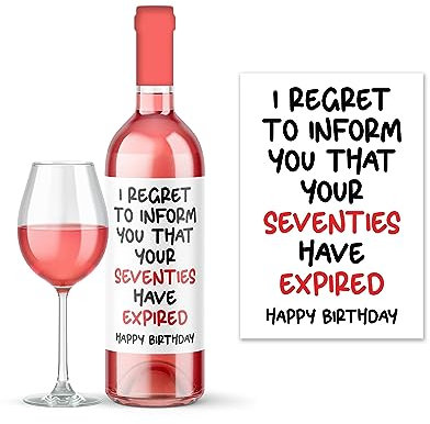 Rib Ticklerz - Funny Wine Label - Funny Birthday Gift - 80th Birthday Present - 80th Birthday Wine Label - Work Colleague Best Friend Birthday - Joke Work - WLS58
