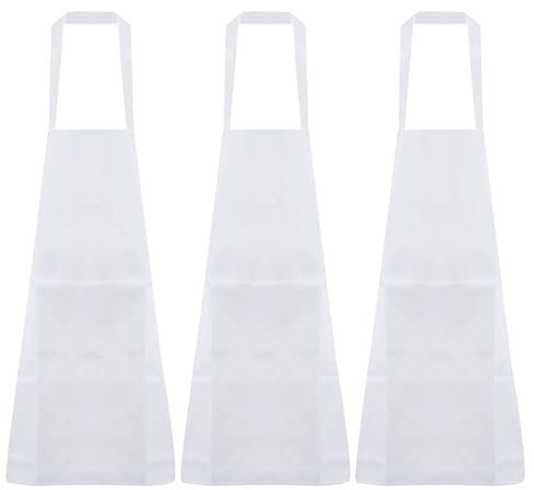 sourcing map Küchenschürze, Polyester, Künstler-Malschürze mit 2 Taschen, für Damen, Herren, Chef, Zuhause, Küche, Restaurant, Handwerk, Garten, Kochen, weiß, 75cmx65cm