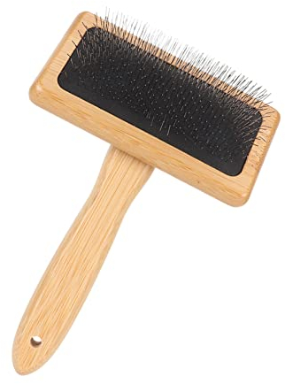 HOHXFYP Zupfbürste für Hunde, Bambus Teppichreiniger mit Loch Airbag, Leicht zu Reinigender Makramee Zupfkamm mit Aufhängeloch für Das Fellieren von Haustieren(L-A)