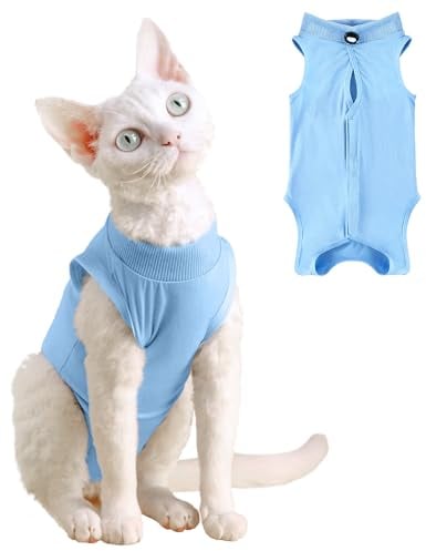 Yoolhamy Katzenbody Nach Operation Genesungsanzug für Katzen, Katzen Body für Kastration, E-Halsband-Alternative Anti-Leck-Wunde für Bauchwunden