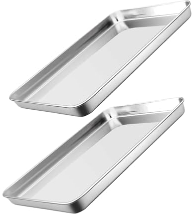DECHOUS 2pcs Baking Tray Hot Pot Household Frying Pan Pie Pan Restaurant Bakeware Fruit Tart Outdoor Baking Pan Microwavable Grill Pan Oven Multipurpose Drip Tray Stainless Steel