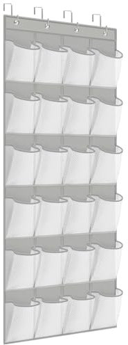 FENTEC Over Door Shoe Storage Organiser, 24 Large Mesh Pockets Over Door Shoe Organizer, Hanging Shoe Storage Door Shoe Rack, Sturdy Back of Door Storage with Hooks for Bedroom Bathroom Wardrobe