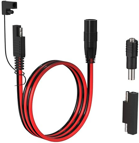 ELFCULB DC 8mm Buchse zu SAE Stecker Adapter,14AWG 2FT SAE Verlängerungskabel mit DC 55mm*25mm Buchsenadapter und PolaritätsumkehradapterKompatibel für Solar Panel Portable Power Station