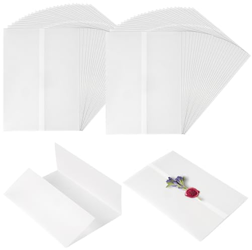 50 Stück Pergamentpapier für Einladungen, 13x18cm Vorgefaltete Pergamenthüllen für Einladungen im Format, Transluzent Vellum Paper Jacket für Hochzeitseinladungen Babypartys Geburtstagseinladungen