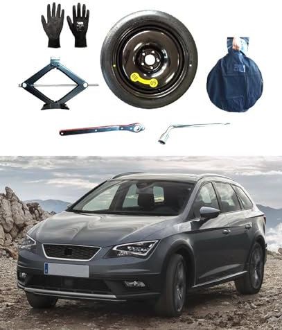 Notrad 17 kompatibel mit Seat Leon X-Perience mit Wagenheber, Schlüssel, Handschuhe und Tasche