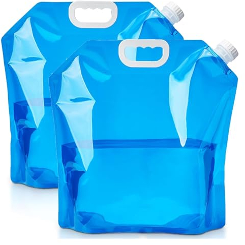 CZNBZIU 2 Bolsa De Agua Plegable,Piezas 5L Contenedores De Agua Plegables, Bolsa De Tanque Plegable para Acampar, Barbacoa para Acampar Al Aire Libre Barbacoa De Picnic (Azul)
