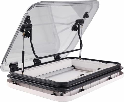 VBVARV Wohnmobil-Dachfenster Entlüftungsluke Dachfenster Mit LED-Licht Wohnmobilfenster Ersatz-Dachfenster,Weiß,70X50CM