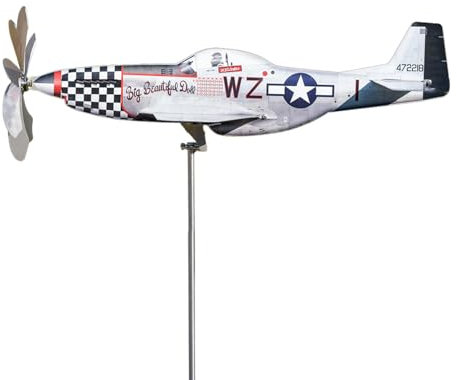 Moulin à Vent Avion, Girouette Avion de Jardin Exterieur, Moulin à Vent Jardin, Moulin À Vent en Métal, Spinner À Vent Avion, Airplane Wind Spinner pour Balcons, Porches, Patios, Jardins (White)