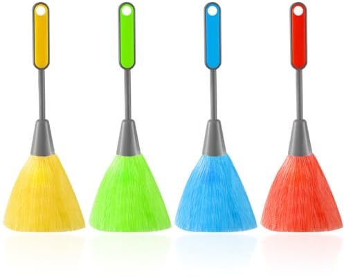 4 Pcs Computer Keyboard Cleaning Brush Set - Wool Duster With Handle, Mini Microfiber Duster, Dust Removal Brush, Electrostatic Precipitator, Blind Cleaning Brush