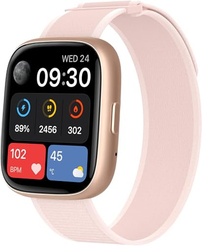 TOOBUR Montre Connectée Femme avec Alexa et Podometre, 1,83 Smartwatch Montre Sport avec 100 Sports, Repondre Appel, Cardiofrequencemetre, Étanche IP68, Compatible avec iOS Android Nylon