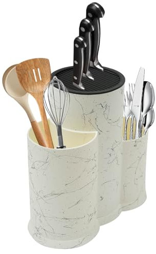 Soporte para cuchillos 3 en 1, soporte redondo multifuncional, soporte para cuchillos redondo, soporte para utensilios de cocina, restaurantes, 23 x 22,5 cm