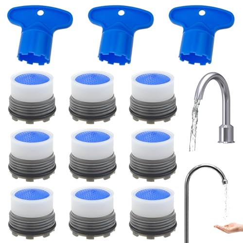 12 Pack Faucet Cache Aerators, Faucet Filters, Water Saving Flow Restrictor Set Replacement Part, Kitchen Cache Aerators Bathroom Sink Aerator with Key Removal Wrench Tool