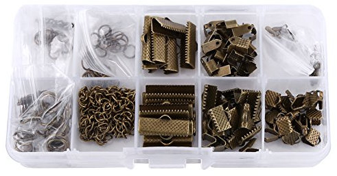 DIY-Schmuck-Bastelmaterial-Zubehörset, Endclips mit Geschlossenem Ring, Karabinerverschlüsse, Schwanzketten, Pferdeschnallen (Cyan)