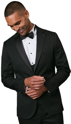Burton Black Slim Fit Tuxedo Suit Jacket, 40S, Black