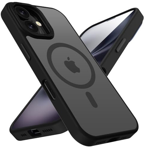 KPPIT for iPhone 16 Plus case Compatible with MagSafe, Shockproof Drop Protection, Frosted Translucent Back Magnetic Phone Case for iphone 16 Plus,Black