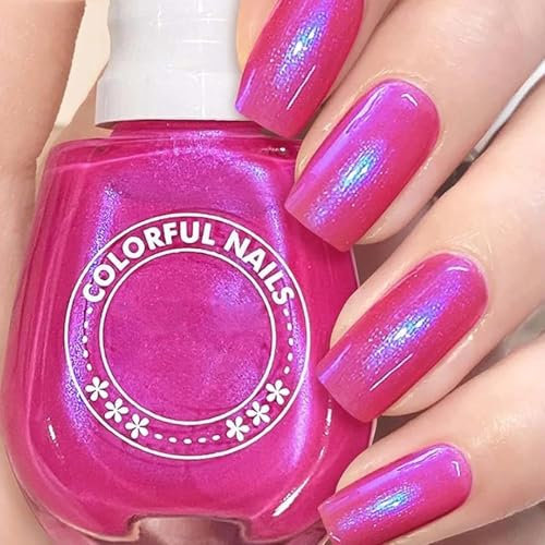 Pink Pearl Shell Nail Polish - Chameleon Mermaid Varnish with Aurora Glow & Shimmering Pink Pearl Effect. Quick-Dry, Long-Lasting, UV-Free Formula for Stunning, Dazzling Nails