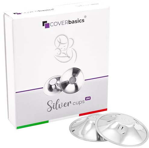 COVERbasics Silver Nipple Shields for Breastfeeding (SilverCups) Nursing Cups for Sensitive Nipples Protection - Medical Device Dermatologically Tested (UNI)