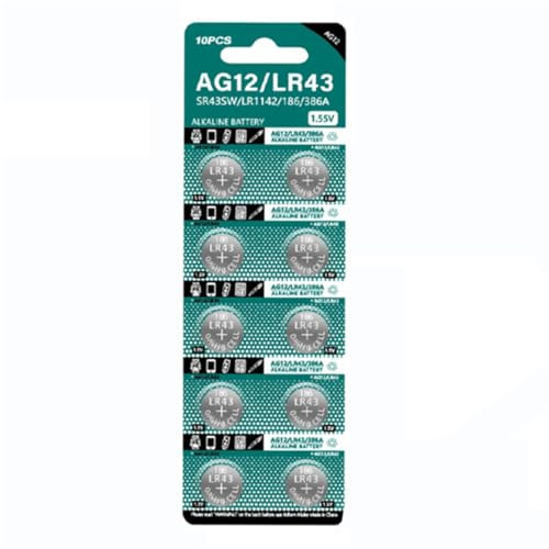 ag12 Pile Bouton 10 Pack LR43 Batteries 1.5V AG12 Button Cell Battery L1142 SR43 SR43 260 386 Battery for Watch Toys