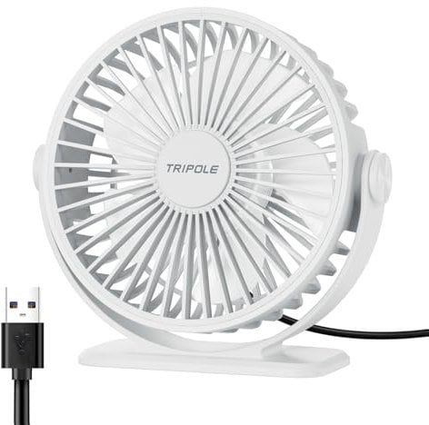 TriPole Desk Fan for Home, Portable USB Handheld Fan 3 Speeds Powerful Table Fan Silent, 360°Adjustable Mini Cooling Fans, Electric small Desktop Quiet Fans for Bedroom, Office, Library, Travel