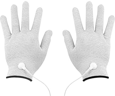 Gatuida Leitfähige Elektroden Handschuhe für Geräteanschluss Zubehör Set | Weiße Leitfähige Elektrodenhandschuhe als Geräte, Wiederverwendbar Massage Handschuh für Kompressionsstrümpfe