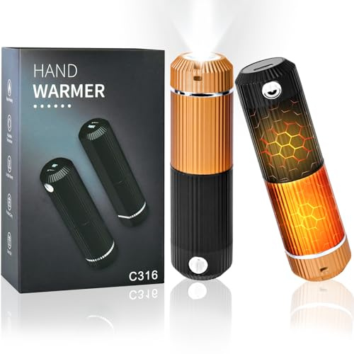 Elektrischer Handwärmer Wiederverwendbar 2 Pack, Taschenwärme mit 10000mAh, USB Taschenwärmer Wiederaufladbarer Magnetisches Design, Wintergeschenk für Weihnachten/Outdoor/Camping (Schwarz-Orange)