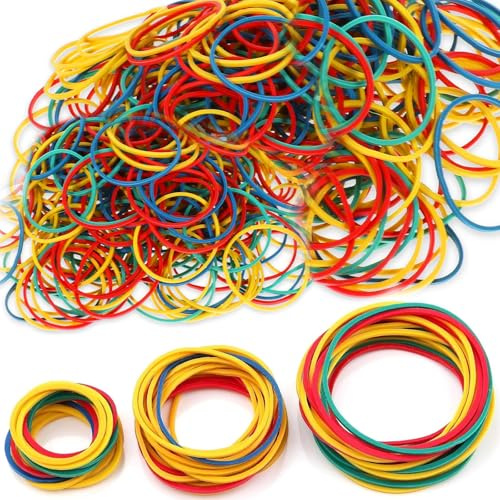 JYSNOW 630 Piezas Gomas Elásticas, 280 Gramos Bandas de Goma Natural, Resistentes y Reutilizables, Gomas Elasticas Papeleria de Colores, Diferentes Tamaños 25/38/50 mm, para Hogar, Oficina, Escuela