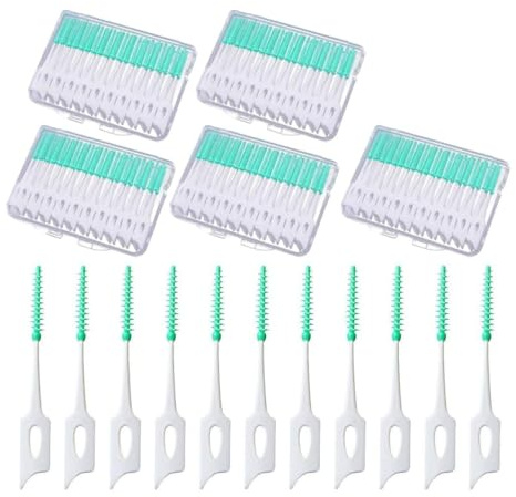 200 Stück Silikon Dentalsticks mit Minze, Effektiv Zahnzwischenräume Reinigen, Weiche Zahnsticks als Zahnpflege Bürstchen, Sanfte Alternative zu Zahnseide für Tägliche Mundhygiene (5x40 Stück Box)