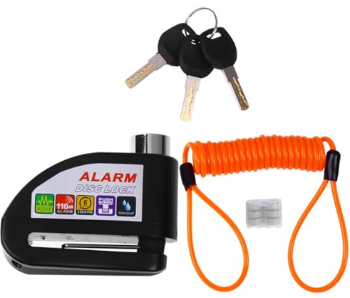 SOPOTUTU Antivol Disque Frein Moto et Scooter avec Alarme Sonore Cadenas Acier Inoxydable Verrouillage Simple et Fonction Alerte Anti-cambriolage Compatible Vélo Électrique et Utilitaire
