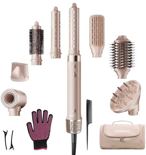 Mythsight 8-in-1 Airstyler – Haartrockner mit Dualspannung und Föhnbürste, inkl. Reisetasche. Automatischer Lockenaufsatz (L/R), schnelles Trocknen, frizzfreies Volumen & Styling ohne Hitzeschäden