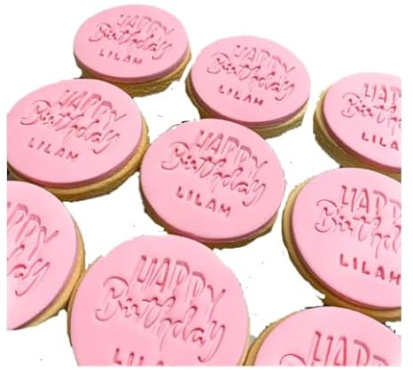 10 SS Personalised Luxury Happy Birthday Cookies/Biscuits Branded Party favours/Gifts. Customise Colour/Words/Name/Age/Number ; 6.5cm (Fruit & Oat All Butter Cookies)