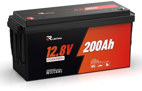 RVLithTime 12V 200Ah LiFePO4 Batterie mit 20.5kg Leichtgewicht 200A BMS IP65 wasserdicht A-Grade Zellen 200ah lifepo4 lithium batterie 12v 200ah für Wohnmobil Boot Solaranlage