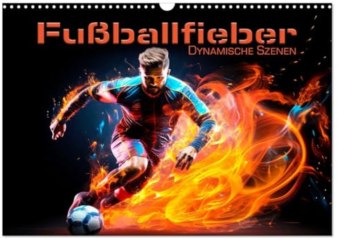 FUßBALLFIEBER Dynamische Szenen (Wandkalender 2026 DIN A3 quer), CALVENDO Monatskalender: Coole Moves und rasantes Spiel (CALVENDO Sport)