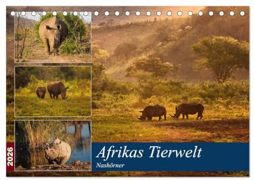 Afrikas Tierwelt: Nashörner (Tischkalender 2026 DIN A5 quer), CALVENDO Monatskalender: Expedition zu den letzten ihrer Art! (CALVENDO Tiere)