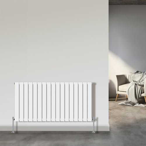 NRG Modern Horizontal Flat Panel Column Designer Radiator 600x1156mm Bathroom Central Heating Gloss White Single