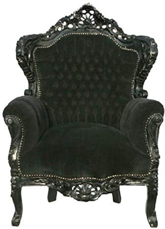 Casa Padrino Barock Sessel King Schwarz/Schwarz 85 x 85 x H. 120 cm - Antik Stil