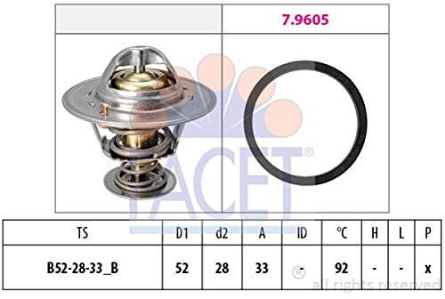 FACET Thermostat Kühlmittel Kühlwasserthermostat Öffnungstemperatur:92°C für FORD Fiesta Mk6 Schrägheck (JA8, JR8) FOCUS III Turnier FOCUS III Mondeo V Kombi (CF) C-Max II (DXA/CB7, DXA/CEU) ECOSPORT