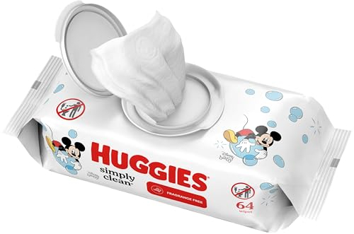 Huggies Simply Clean Unscented Baby Diaper Wipes, 1 Flip-Top Pack (64 Wipes Total), Packaging May Vary