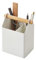 Yamazaki 4151 TOSCA Stiftehalter, weiß, Stahl/Holz, minimalistisch, 12 x 8.5 x 14.5 cm