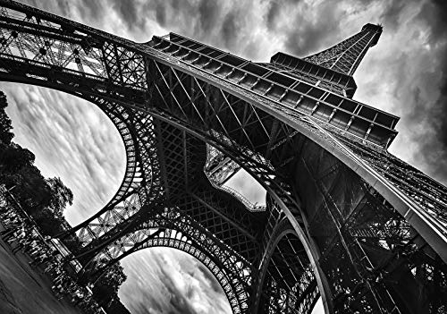 Forwall Fototapete Vlies Tapete Wanddeko Eiffelturm Paris - Frankreich Wolken Vintage Grau Moderne Wanddekoration 12672V8 368cm x 254cm Schlafzimmer Wohnzimmer