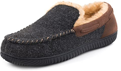 RockDove Hearthfire Chaussons mocassins en mousse à mémoire de forme pour homme, noir, 43 EU