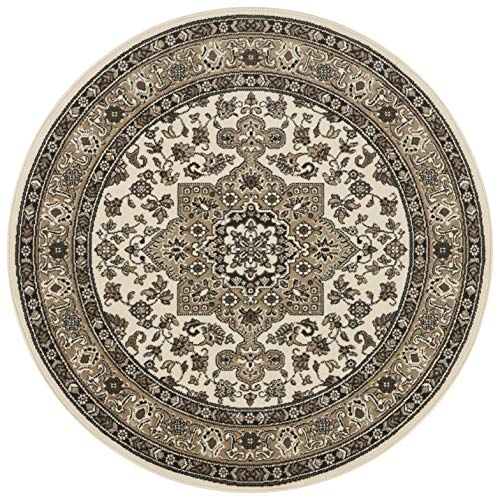 Hanse Home Nouristan Mirkan Orient Teppich Rund – Wohnzimmerteppich Orientalisch Kurzflor Vintage Orientalischer Teppich für Esszimmer, Wohnzimmer, Schlafzimmer – Rot, 160cm